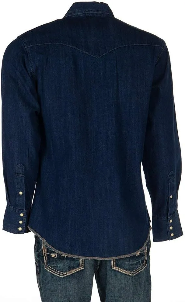 Wrangler Men's Cowboy Cut Western Long Sleeve Snap Work Shirt Washed Finish