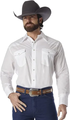 Wrangler Men's Sport Western Basic Two Pocket Long Sleeve Snap Shirt