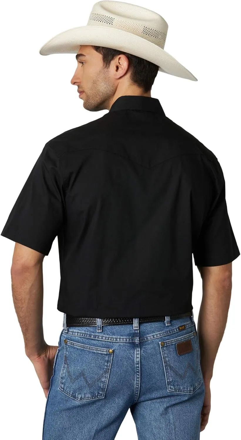 Wrangler Men's Sport Western Basic Two Pocket Short Sleeve Snap Shirt