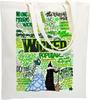WZJHCL Witches Musical Doodle Tote Bag Broadway Musical Theatre Tote Shopping Bag West End Reusable Grocery Tote Bag