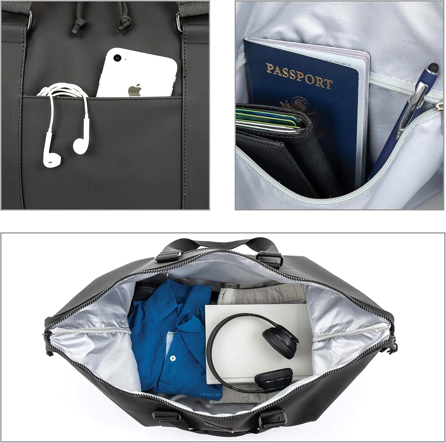 X RAY PU Leather Duffle Bag, Gym Sports Luggage Overnight Tote Weekender Travel Carry On Bag for Men, Women