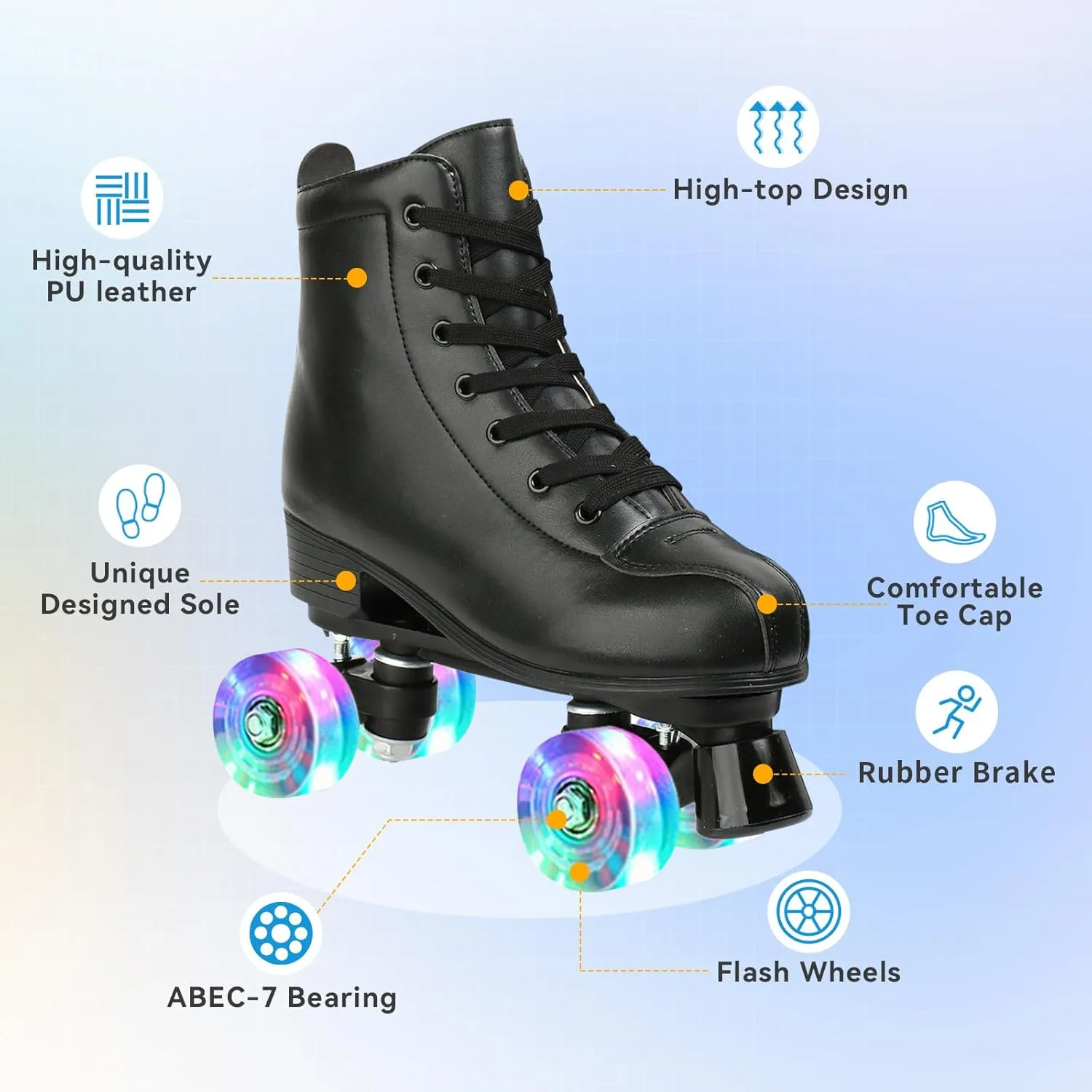 XUDREZ Roller Skate Shoes for Women Men PU Leather High-top Double-Row Roller Skates for Beginner, Professional Indoor Outdoor Roller Skates with Shoes Bag