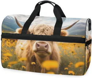 Yak Cattle 5 Travel Duffel Bag Luggage Sports Gym Bags With Shoes Compartment Large Capacity Lightweight Duffle Bag For Men Women