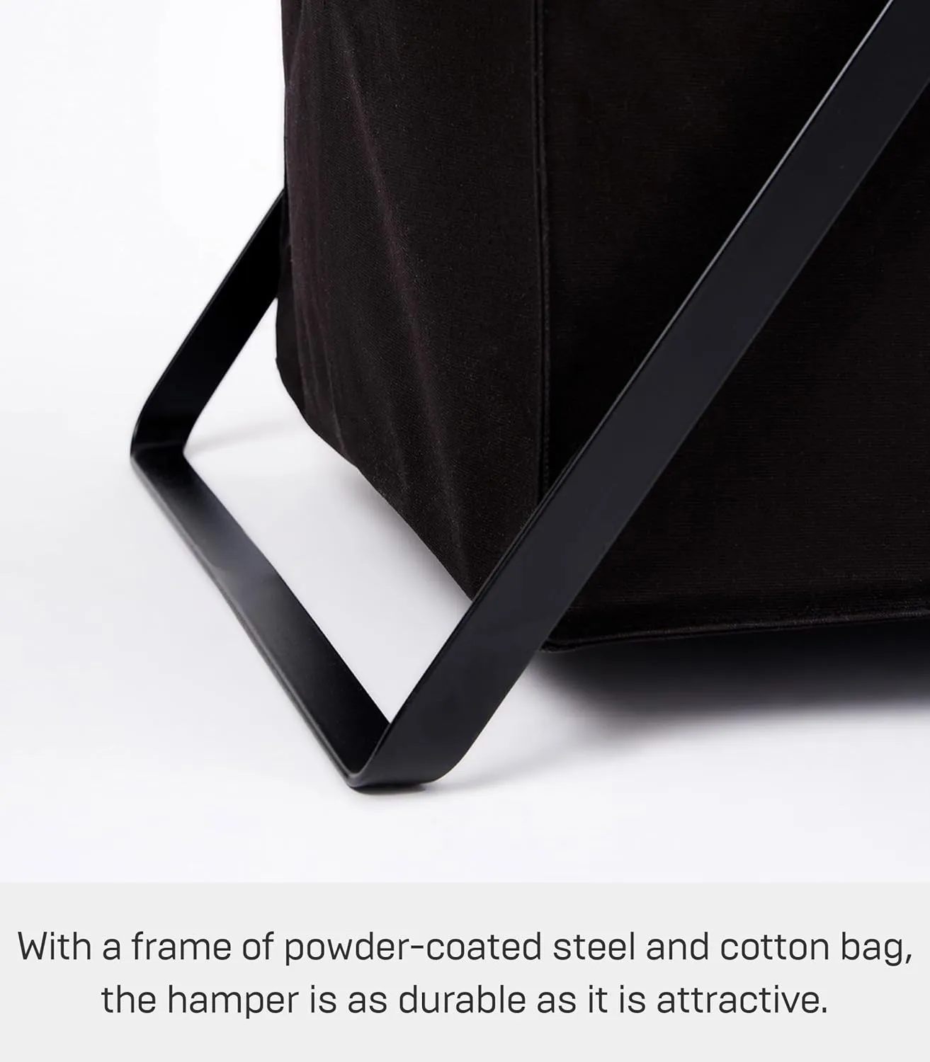 Yamazaki Home Laundry Hamper Clothes Basket Liner | Steel   Cotton, Large, Black