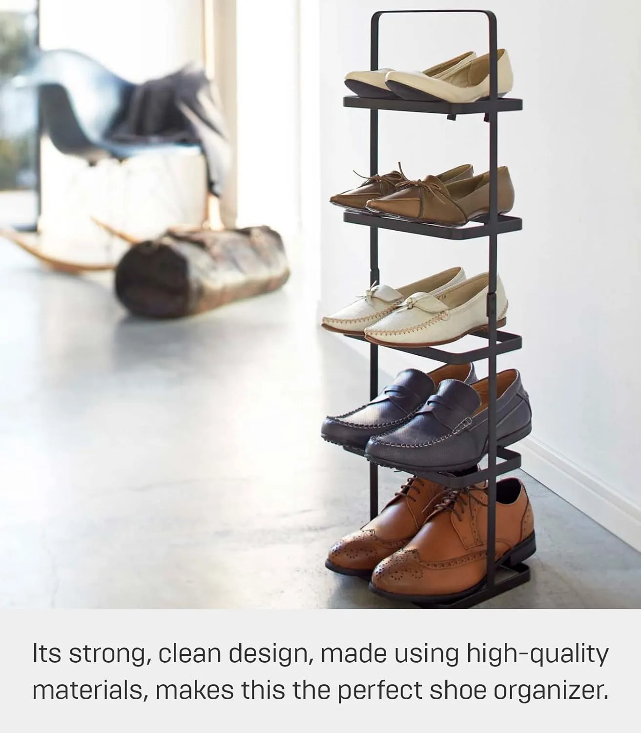 Yamazaki Home, Tall | Steel Shoe Rack, Black