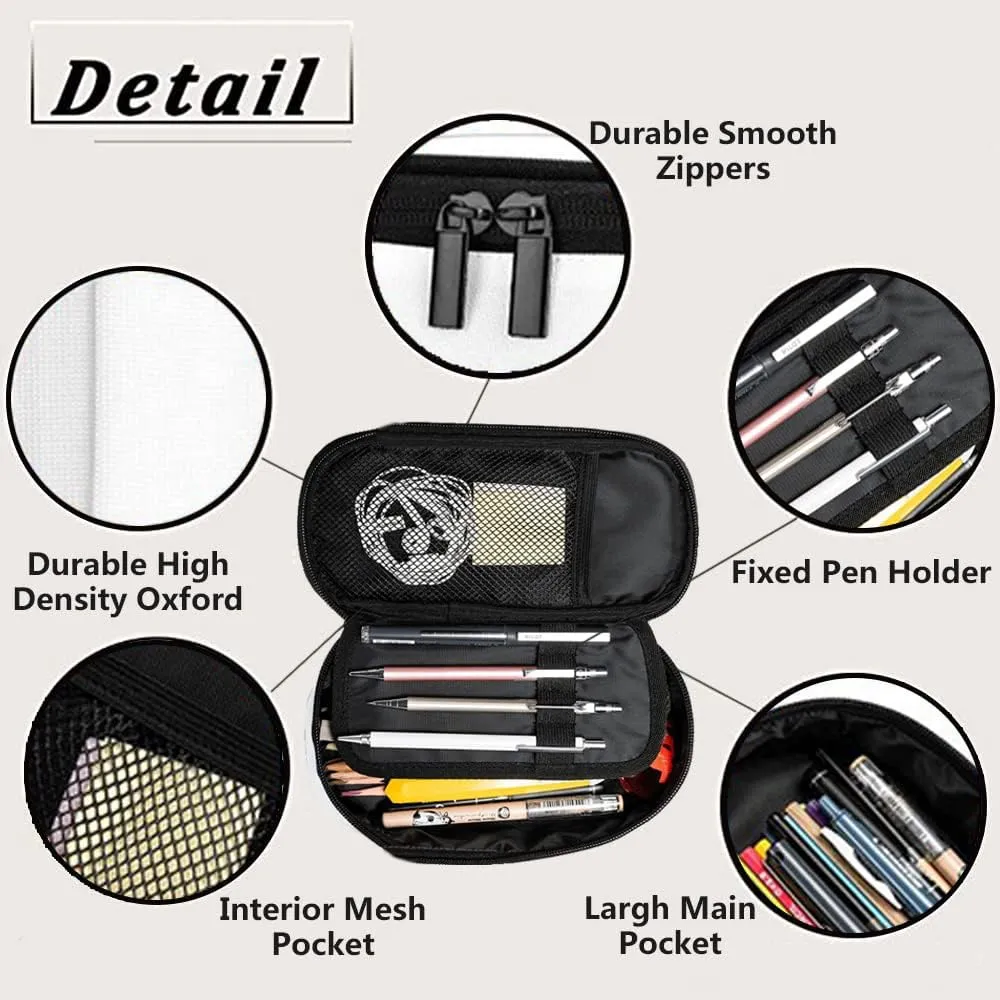 Yekiua Baseball Pencil Case Organizer Ball Sport College Office Big Capacity Pencil Bag Black White