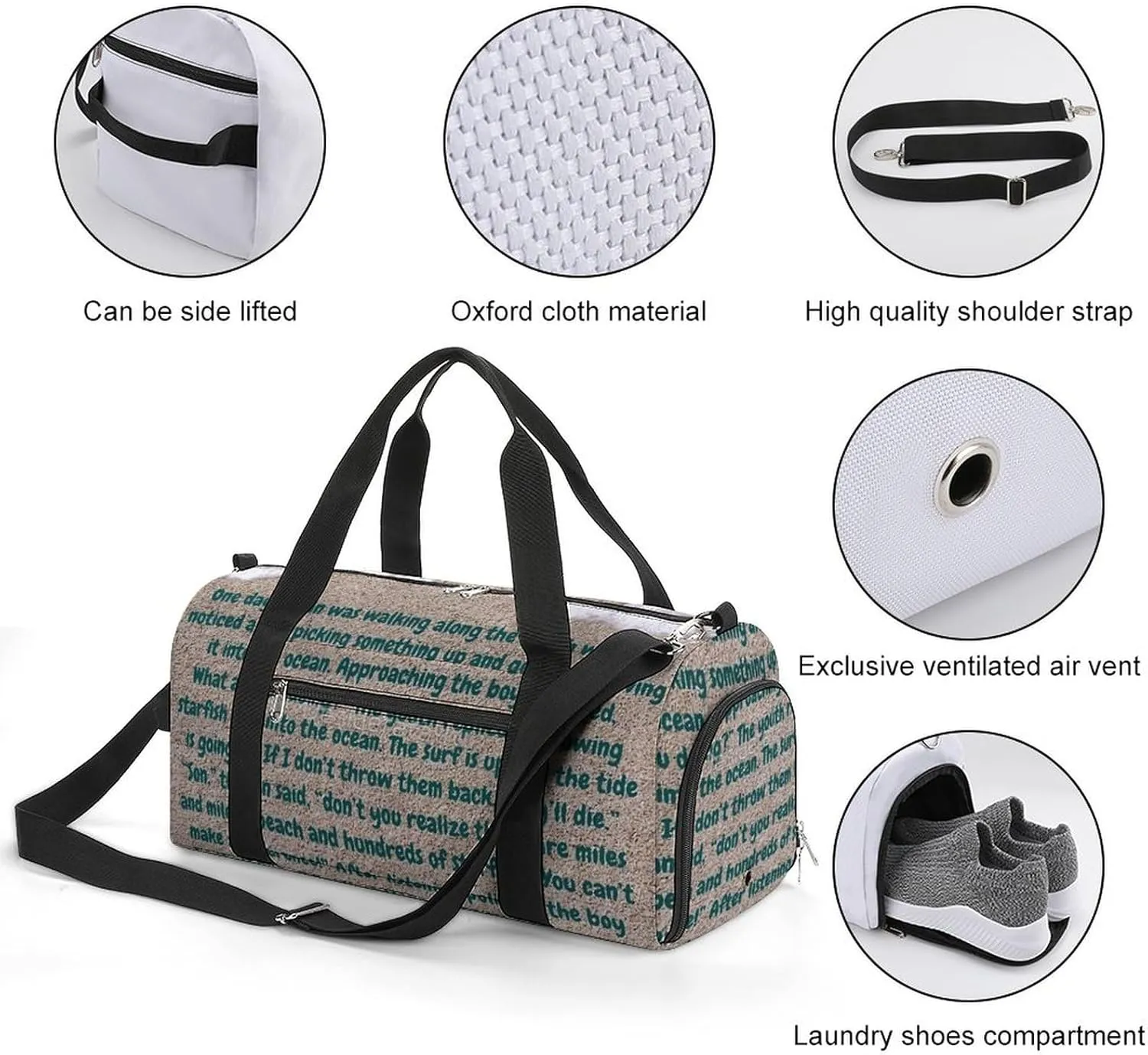 Yellow Lemons Pattern Fitness Bag with Large Capacity Backpack And Waterproof Bag