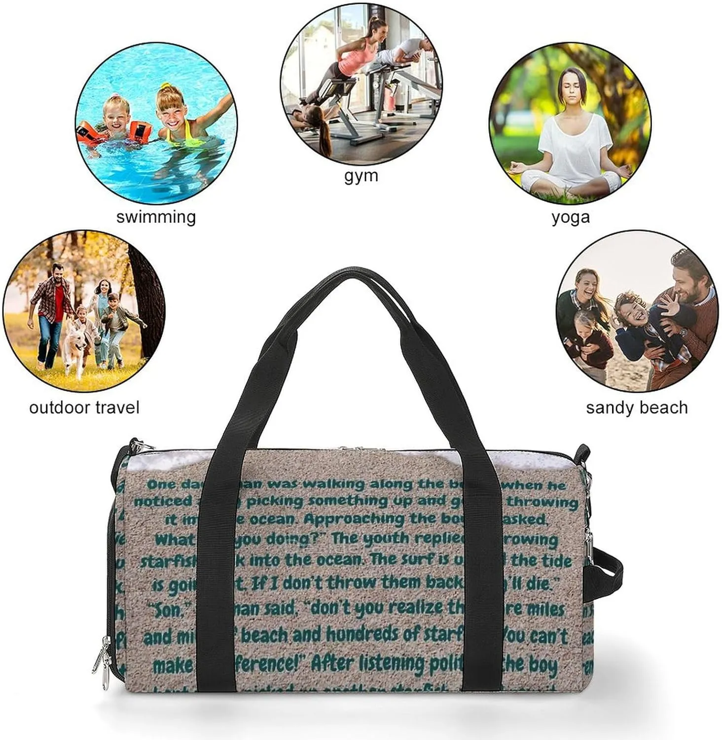 Yellow Lemons Pattern Fitness Bag with Large Capacity Backpack And Waterproof Bag