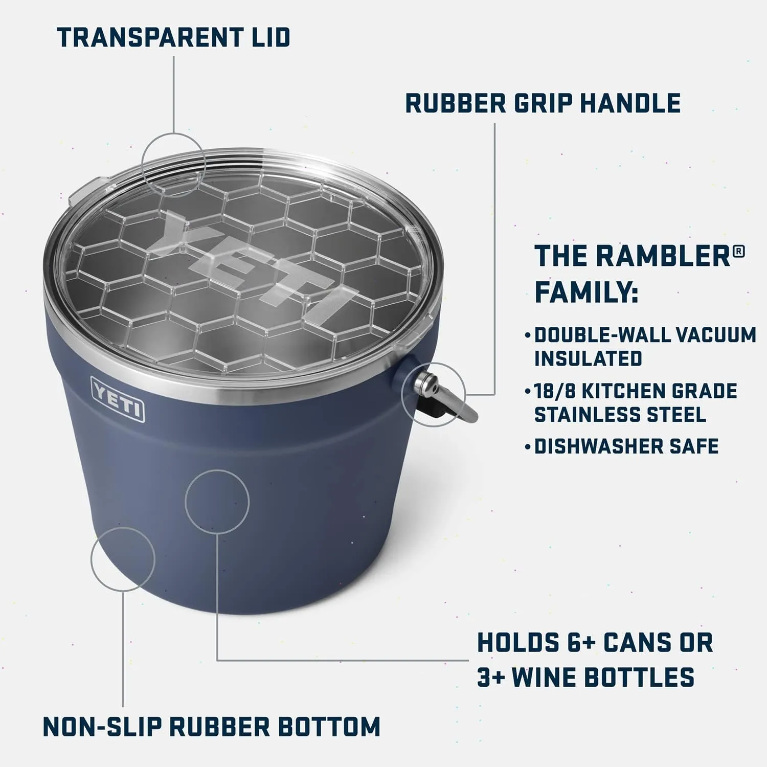 YETI Beverage/Ice Bucket, Holds 6 Longnecks or 3 Bottles of Wine