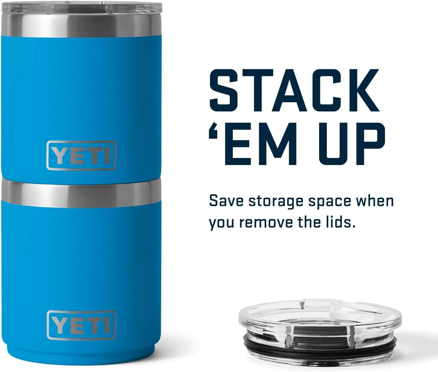 YETI Rambler 10 oz Stackable Lowball 2.0, Vacuum Insulated, Stainless Steel with MagSlider Lid, Big Wave Blue