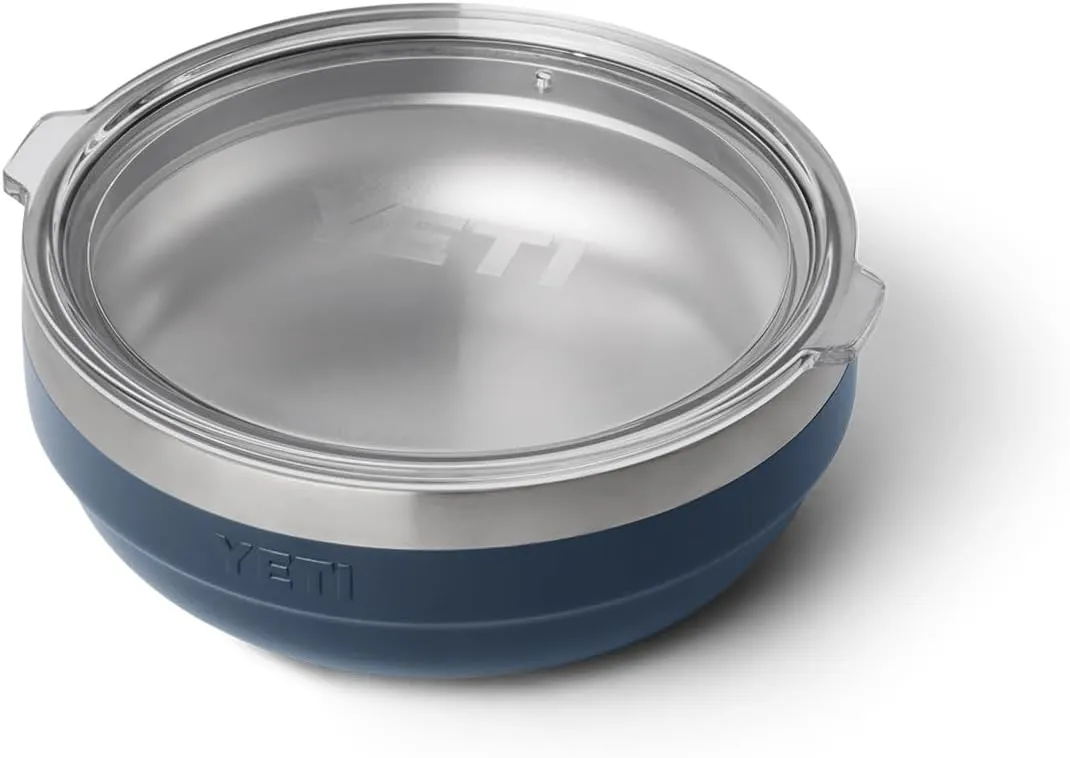 YETI Rambler Low Bowls, Vacuum Insulated, Stackable and Nestable Stainless Steel Bowl with Lid, 0.7 Quart, Navy