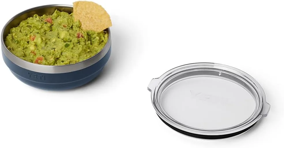 YETI Rambler Low Bowls, Vacuum Insulated, Stackable and Nestable Stainless Steel Bowl with Lid, 0.7 Quart, Navy