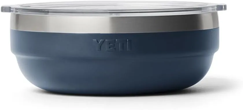 YETI Rambler Low Bowls, Vacuum Insulated, Stackable and Nestable Stainless Steel Bowl with Lid, 0.7 Quart, Navy