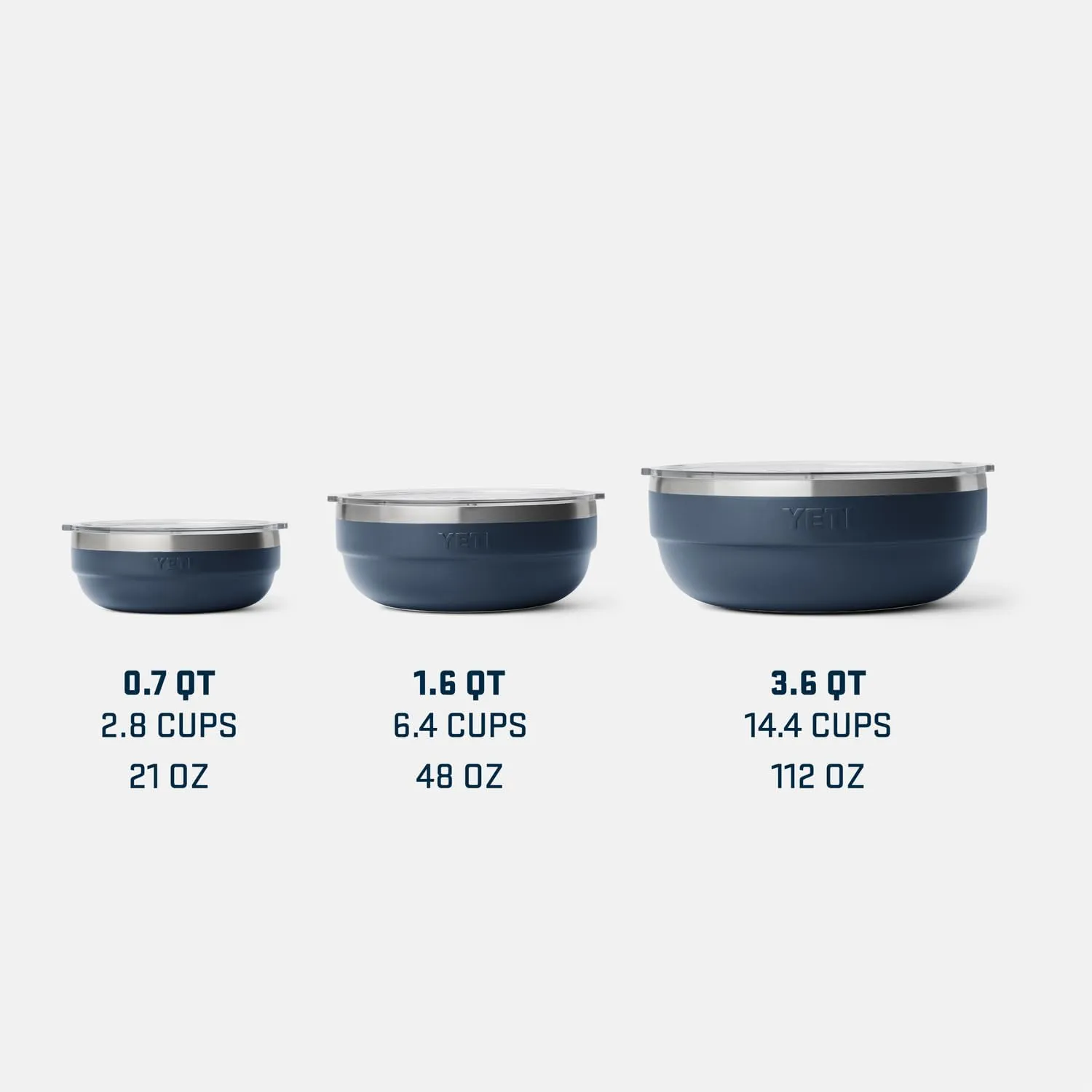YETI Rambler Low Bowls, Vacuum Insulated, Stackable and Nestable Stainless Steel Bowl with Lid, 0.7 Quart, Navy