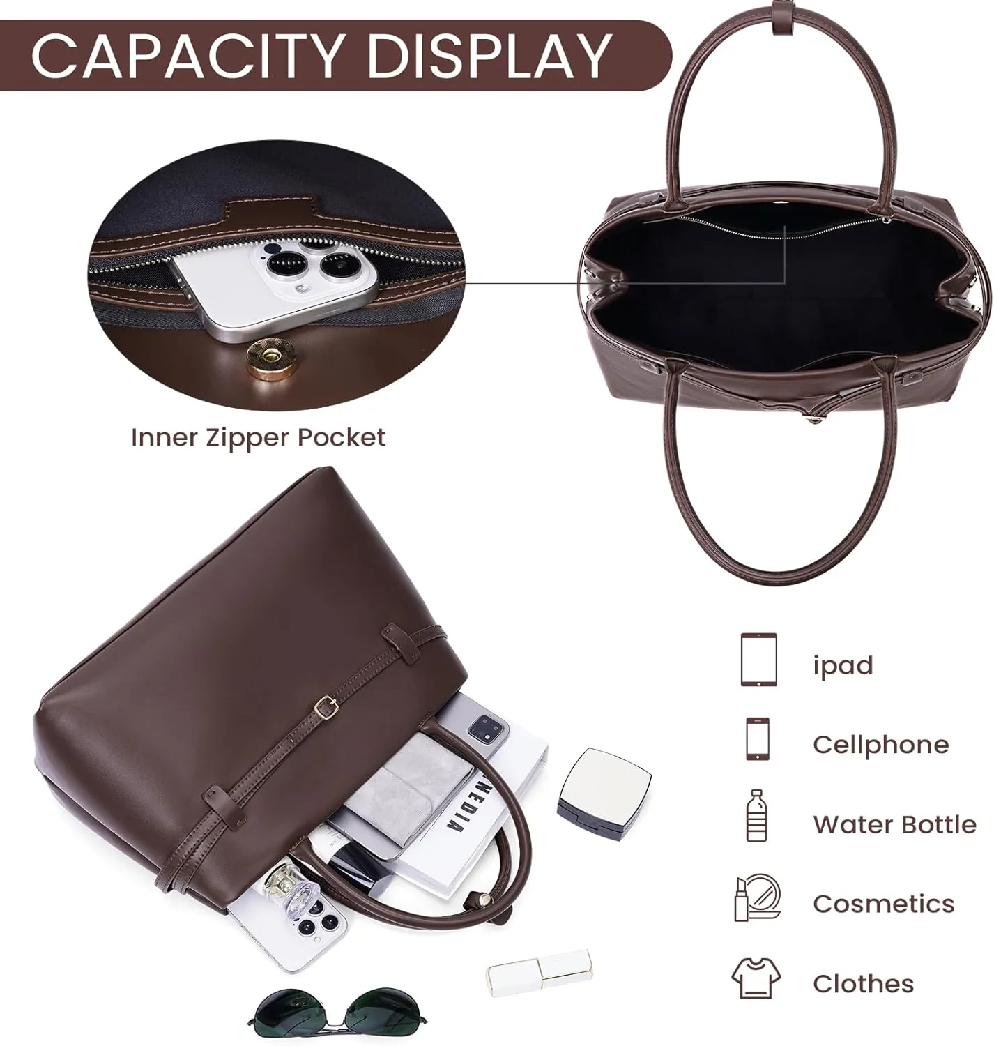 YFGBCX Tote Bag for Women Vegan Leather Work Bag Top Handle Bag Trendy Luxury Hobo Handbag College Tote Bag Purse
