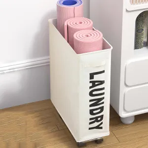 Yoga Mat Storage Basket Portable Storage Bag Laundry Basket On Wheels, Collapsible Rolling Laundry Hamper, Foldable Narrow Corner Clothes Storage Bins