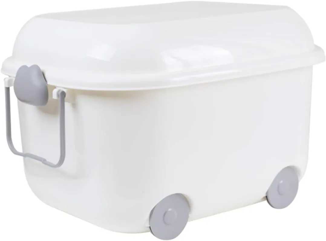 Zerodeko 1pc Box Storage Box Clothes Storage Bins Nursery Storage Bins Wheeled Storage Tote Plastic Toy Storage Toy Bins Toy Storage Bins Toys Organizer Suitcase With Cover White Pp Child