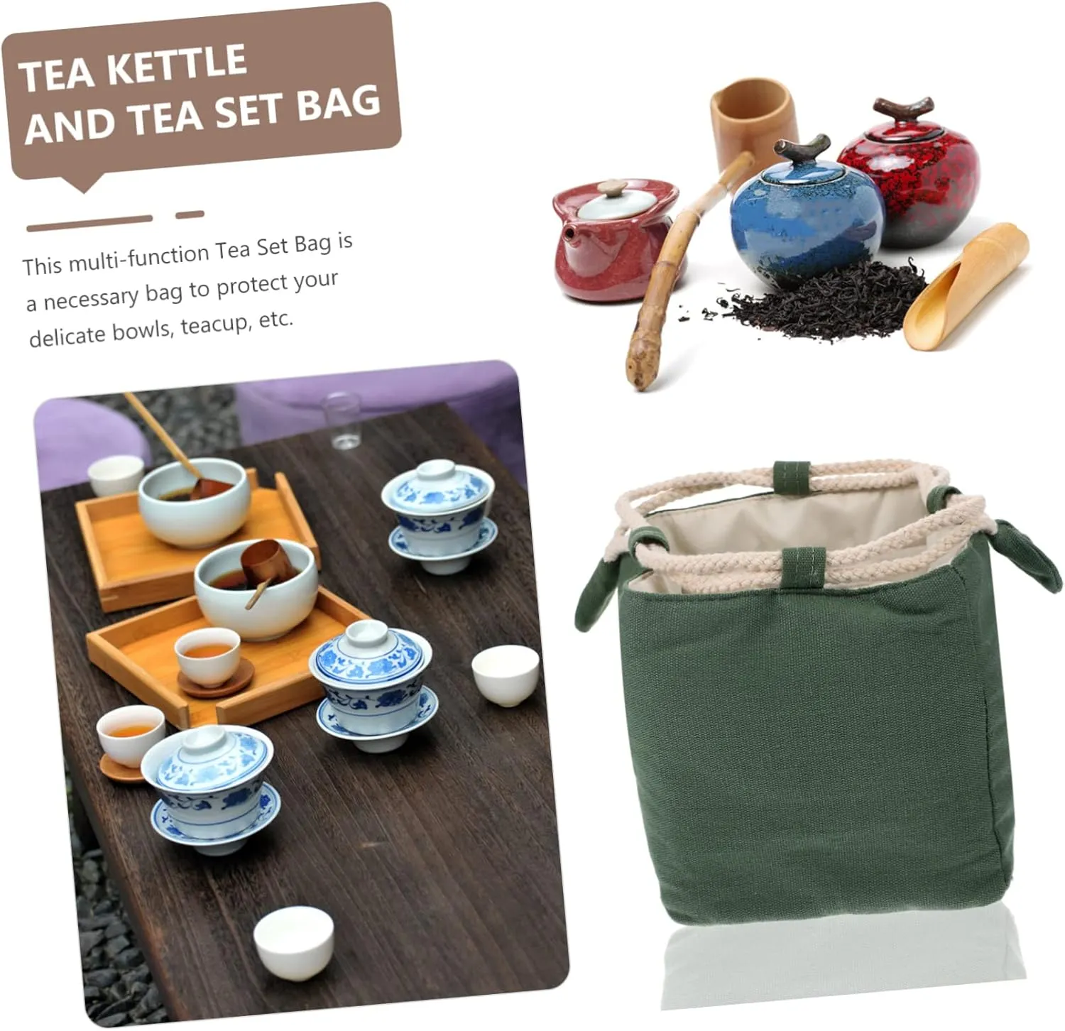 Zerodeko Pcs Teaware Bag Set Travel Tea Tool Carrying Case Teapot Teacup Storage Pouch