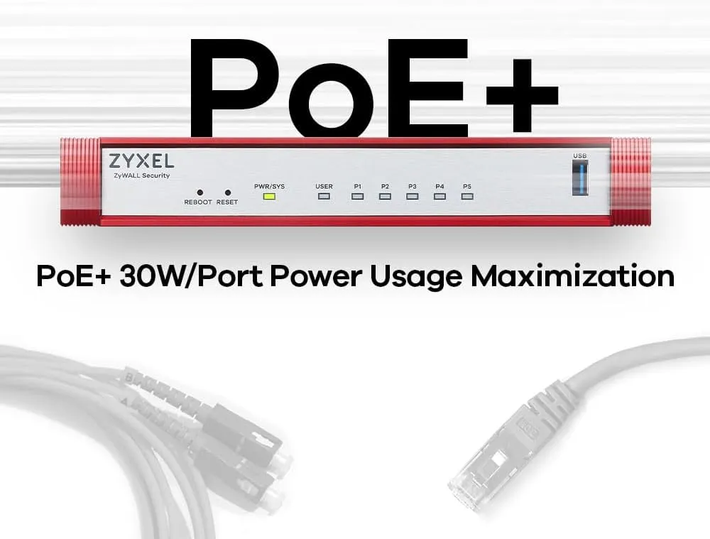 Zyxel USGFLEX50HP ZyWALL High Speed Cyber Security Firewall | 1-Year UTM Security Pack | PoE  | Up to 25 Users | Nebula Cloud